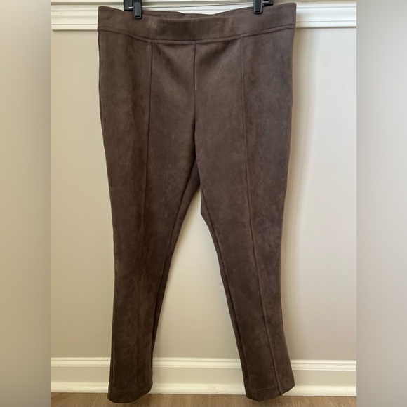 Andrew Marc Faux Suede Leggings Pants Pull On Skinny Seamed Stretch Brown XL - Picture 3 of 11